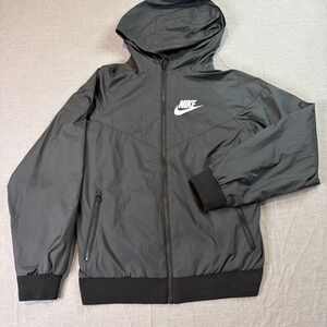 Nike Boys Windrunner Youth Large Full Zip Hooded Windbreaker Jacket Black